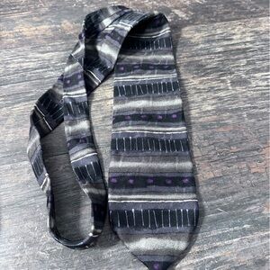 Mulberry Black Gray and Purple Striped Mens Tie
